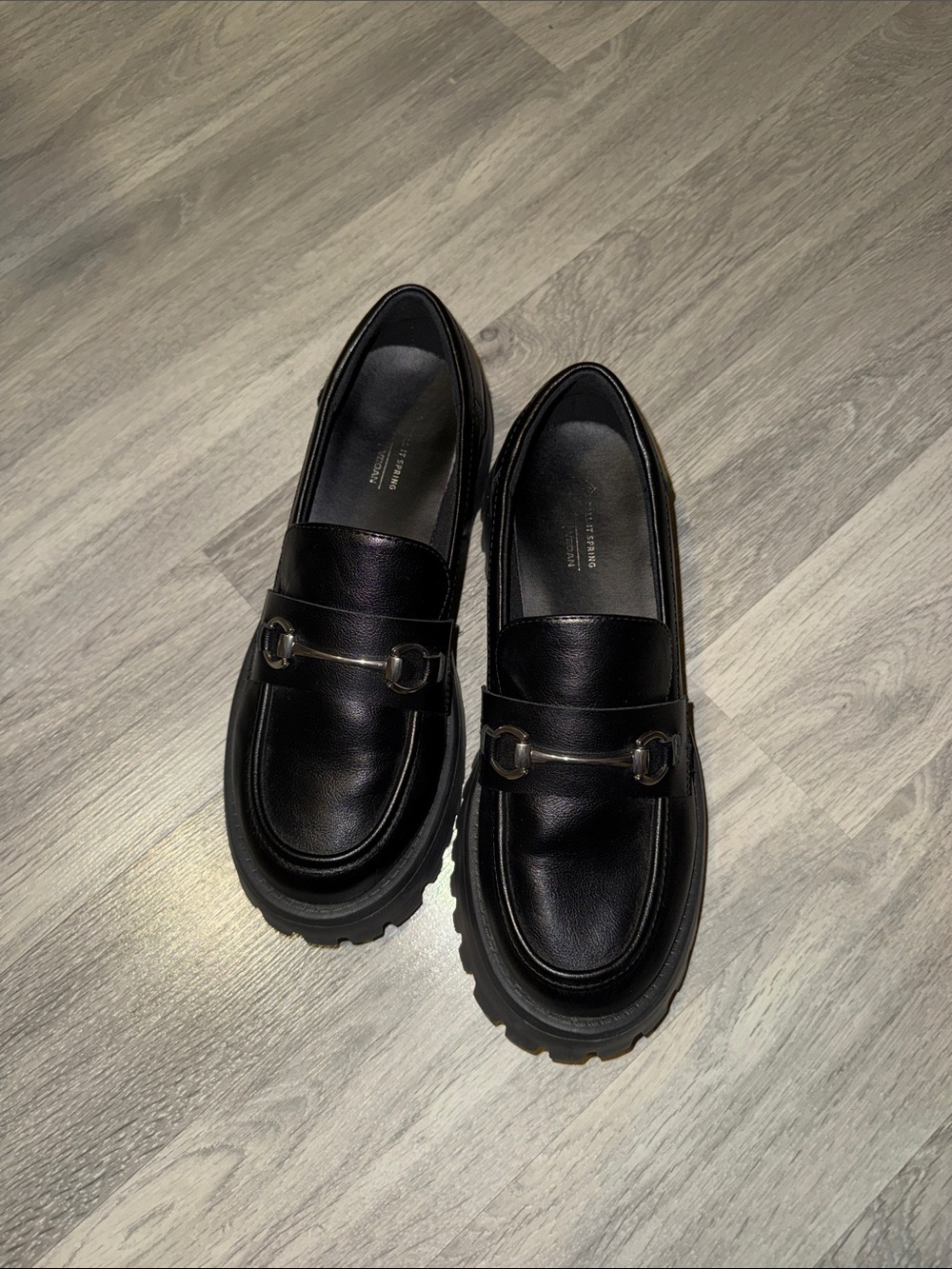 Call it Spring Leather Lug Sole Loafers with Horsebit Accent